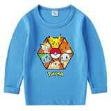 Children Pokemon Pikachu Hoodie Spring and Autumn Cotton round Neck Long Sleeve T-shirt