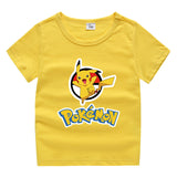 Children Pokemon Pikachu T Shirt Summer Short Sleeve Cotton Leisure Sports