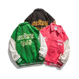 Varsity Jacket Vintage Autumn Coat Campus Fresh Artistic Style Color Contrast Patchwork Three-Color Baseball Uniform for Men