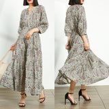 Daisy Buchanan Dress Vintage Printed Long Dress V-neck Dress