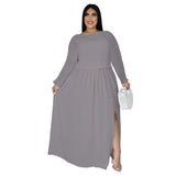 Nina Parker plus Size Dresses Slit Loose Casual Dress Set