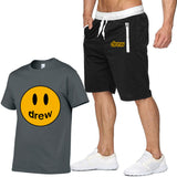 Smiley Face T Shirt Drew Biber Smiley Print Men's Short-Sleeved T-shirt Suit