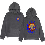 Anti Social Club Hoodie Men's Letter Printed Hoodie Autumn and Winter Fleece-Lined