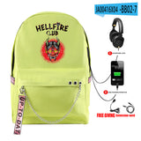 Stranger Things Hellfire Club Backpack Anime Peripheral Stranger Things Backpack Travel Bag USB Charging