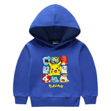 Children Pokemon Pikachu Hoodie Hooded Hoodie Fleece-Lined