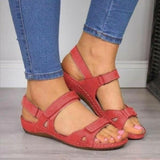 Women Open Toe Sandals Flats Summer Fashion Casual Ankle-Strap Buckle Sandals