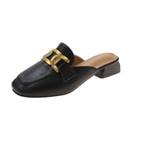 Finn Chain Pointed Toe Mule Toe Cap Semi Slipper Women's Summer Outdoor Slippers Mules Shoes