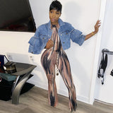Fall Women's Clothing Fashion Halter Printed Jumpsuit