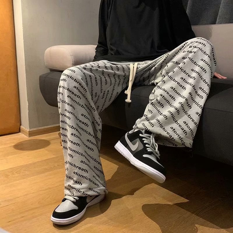 Men Pants Men's Loose Straight Autumn and Winter Printing Sports Pants