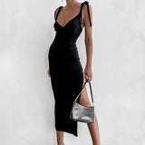 Mini Club Dresses Low-Cut Sexy V-neck Knitted Gown Dress