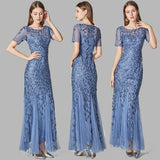 Daisy Buchanan Dress Spring Summer Slim-Fit Mesh Sequins Evening Dress