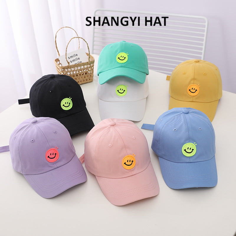 Smiley Face Cap Solid Color Embroidered Smiley Children's Baseball Cap