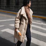 Women Winter Coats Puffer Jacket Down Coat Autumn and Winter Stand Collar Mid-Length White Duck Down Jacket