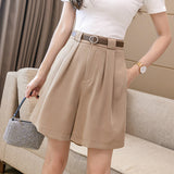 Women's Cargo Shorts Women's Summer Suit Cropped Pants High Waist Loose Wide Leg Pants