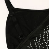 Nina Parker Black Dress Party Hip Skirt Strap Diamond Dress