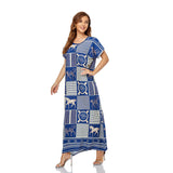 Muslim Women Stylish Kashibo Abaya Muslim Ladies Long Gown Islamic Clothing Jilbab Jalabiya Short Sleeve Dress