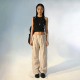 Julia Fox Low Rise Trousers Pocket Casual Pants Loose Trousers