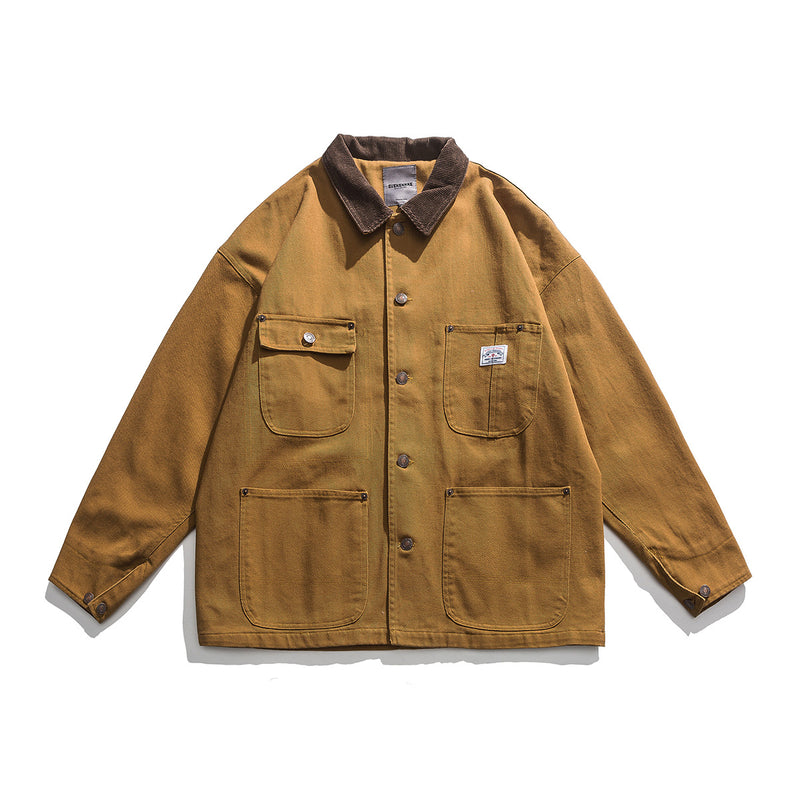 Vintage Letterman Jacket Autumn Lapel Vintage Overalls Jacket