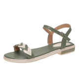 Women Open Toe Sandals Flats Summer Color Block Buckle Open Toe Sandals
