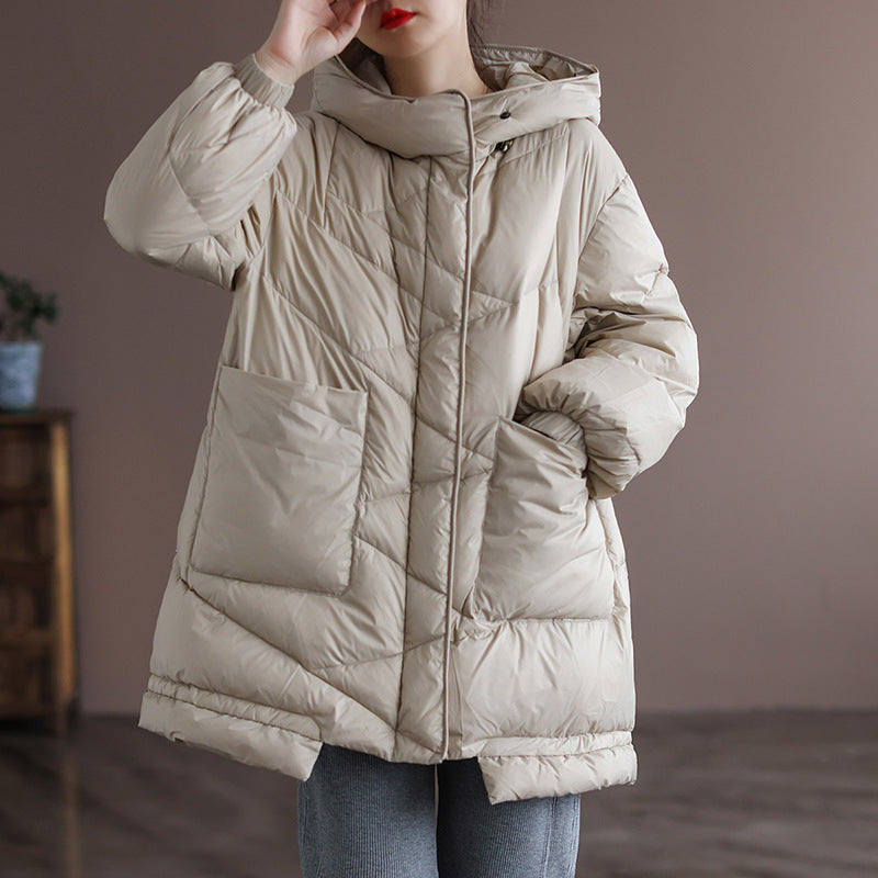 Women Winter Coats Puffer Jacket Down Coat Autumn and Winter Light White Duck Down Hooded Down Jacket Women