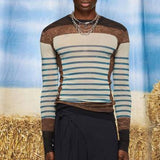 Rave Outfits Men Long Sleeve Shirt Sexy Men's Undershirt Fashion Color round Neck Long Sleeve T-shirt