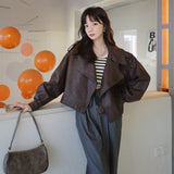 Cute Leather Jacket Vintage Coat Loose Biker's Leather Jacket Women