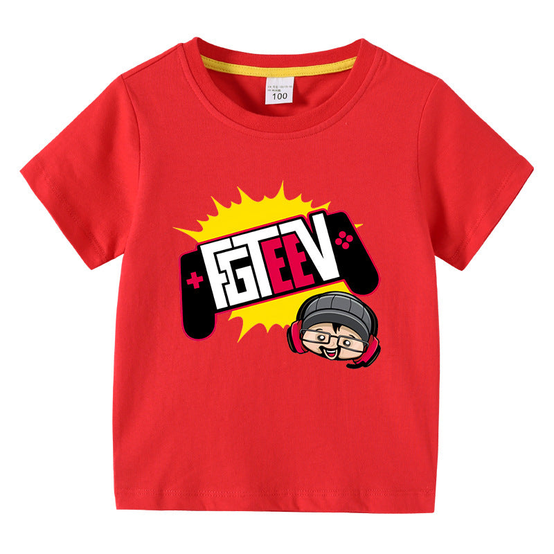 Fgteev T Shirt Summer Short-Sleeved T-shirt Thin Top