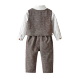 Children Boy Formal Shirt & Suspender Pants 2 Piece Set Children's Clothing Autumn Boy Long Sleeve Gentleman Suit Gown