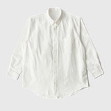 White Work Shirts Japanese Style Wash off Shoulder Shirt Long Sleeve Shirt for Men