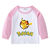 Children Pokemon Pikachu Hoodie Spring and Autumn Children's T-shirt round Neck