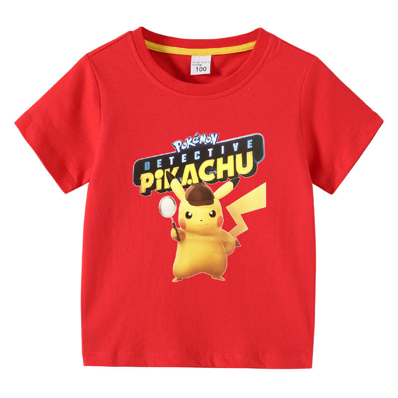 Children Pokemon Pikachu T Shirt Summer Clothing Short Sleeve T-shirt Leisure Sports