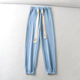 Women Fall Fall Five-Color Big Belt Ankle Banded Pants High Waist Workout Pants