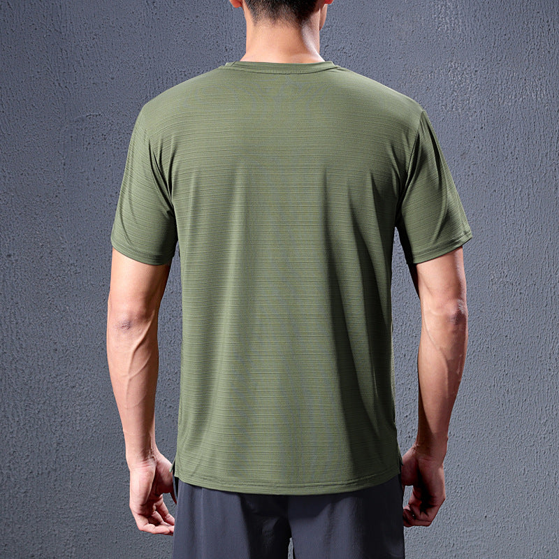 Sweat Wicking Shirt Slim Fit T-shirt Running Basketball Sports round Neck Half Sleeve Quick-Drying Workout Top