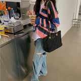 Preppy Aesthetic Sweater Spring and Autumn Vintage Stripe Loose Sweaters