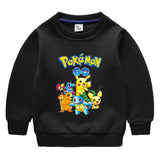 Children Pokemon Pikachu Hoodie Solid Color With Fur Thick Warm Sweater Cotton