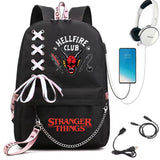 Stranger Things Hellfire Club Backpack USB Charging Backpack Student