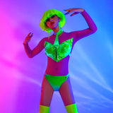 Women Rave Outfits Tops Sexy Big Show Collar Dancing Dress Stage Wear