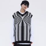 Men Sweater Vest BF Sweater Vest Men's Loose V-neck Sleeveless Sweater Waistcoat Jacket