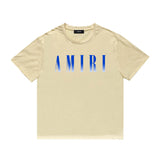 Amiri T Shirt Gradient Letter Flower Casual Hip Hop Short Sleeve T-shirt