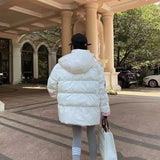 Women Winter Coats Puffer Jacket Down Coat Color Glossy Color Block White Duck Down Jacket