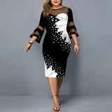 Nina Parker Black Dress Printed Voile plus Size Dress