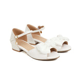 Flat Dress Sandals Summer Low Heel Bow Buckle Sandals