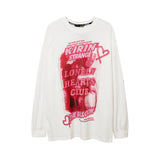 Mens Fall Outfits Graffiti Letter Printed Loose Long Sleeves T-shirt Men and Women Couple round Neck Sweater