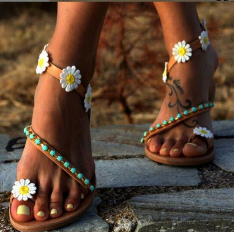 Women Open Toe Sandals Flats Flat Casual Beach Women's Shoes