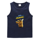 Children Pokemon Pikachu T Shirt Cotton Leisure Sports Sweat-Absorbent Vest