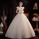 Women'S Evening Dress Ball Gown Princess Quinceanera Wedding Dresses Off-Shoulder Starry Sky Puffy Wedding Dress