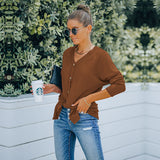 Women Fall/Winter Outer Match Knitted Cardigan Women's Waffle Sweater Coat