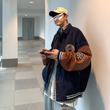 Corduroy Varsity Jacket Men's Corduroy Thick Loose All-Match Motorcycle Jacket Casual Jacket
