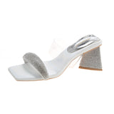 Nude Block Heel Peep Toe High Heel Transparent Sandals