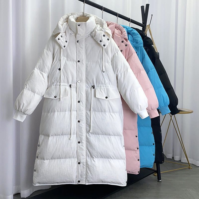 Women Winter Coats Puffer Jacket Down Coat Down Jacket Women's Mid-Length Detachable Hat White Duck Down Coat